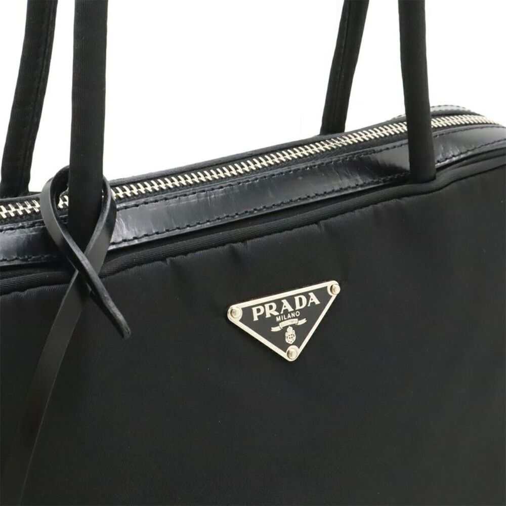 Prada Nylon Leather Triangle Logo Tote Bag - Picture 8 of 8
